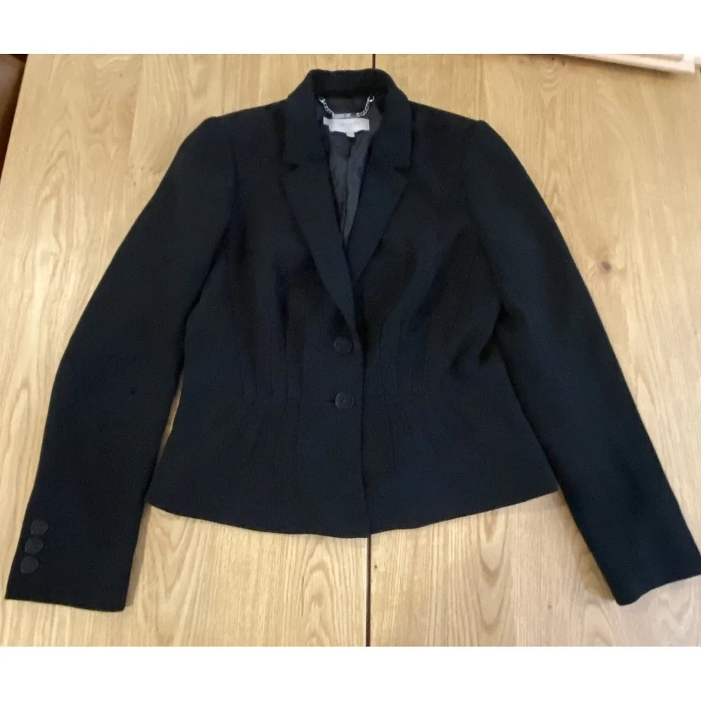 Hobbs London Lee Blazer Women's 8 Black Pleated Waist Lined Career wear